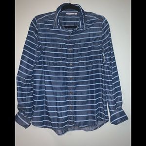 Halogen Striped Denim Button Down Medium